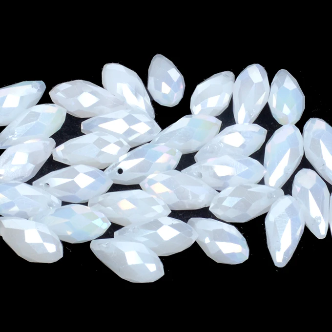 

5x7 мм/6x12 мм, белые AB овальные граненые хрустальные бусины, бриолет, бусины в форме капли, зеркальные бусины