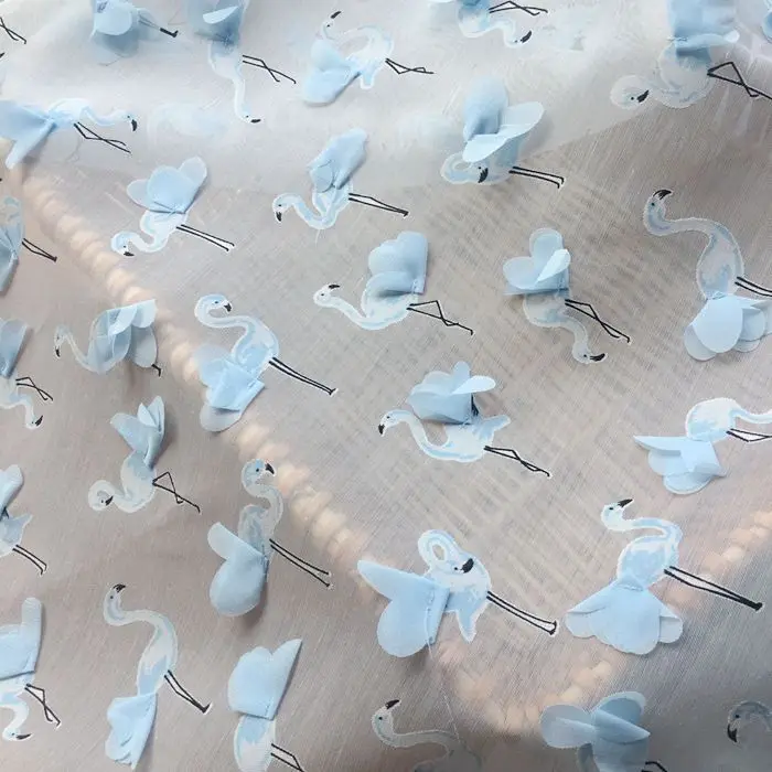 Розовая и синяя фея 3D Фламинго качественная шифоновая кружевная одежда ширина