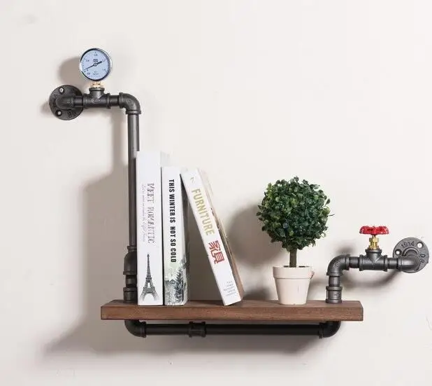 DIY промышленная железная труба настенная книжная полка креативные Ретро