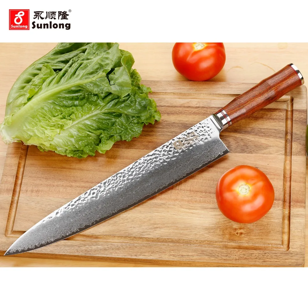Ножи шеф повара Sunlong Gyuto VG10 японские ручки из Дамасского палисандра 10