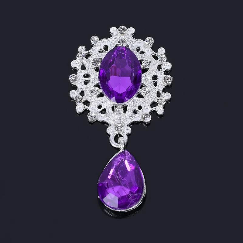 Purple Новинка, хит, 50 шт., серебряные овальные Стразы в центре и в форме капли, кнопка для украшения свадебного стекла, одежда для рукоделия LP140 - Цвет: Purple