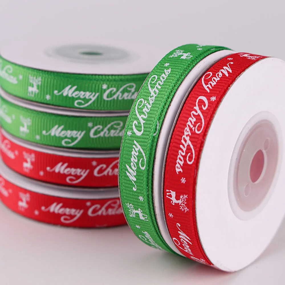 Новый 1cmX10yard/рулон Декор ленты для рождественских букв лося Печать Подарочная коробка Упаковка Зеленый