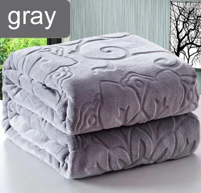 gray 12 цветов, рельефное жаккардовое фланелевое одеяло для дивана/воздуха/постельных принадлежностей, одноцветное двустороннее теплое мягкое одеяло для кровати 200x230 см - Цвет: gray