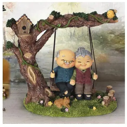 Zakka старый пару лет леди family украшения творческие свадебные украшения комнаты старший подарки старейшины culpture статуя - Цвет: Сливовый