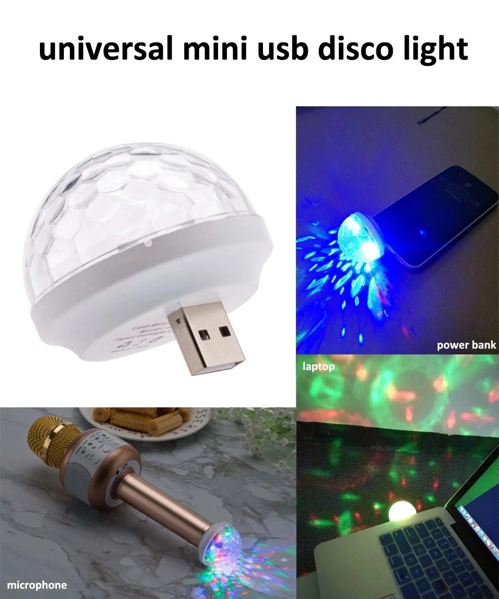 USB мини 5 в диско шар светильник сценический эффект DJ вечерние праздничные светильник ing Рождественский проектор+ Micro type C Android I Phone разъем