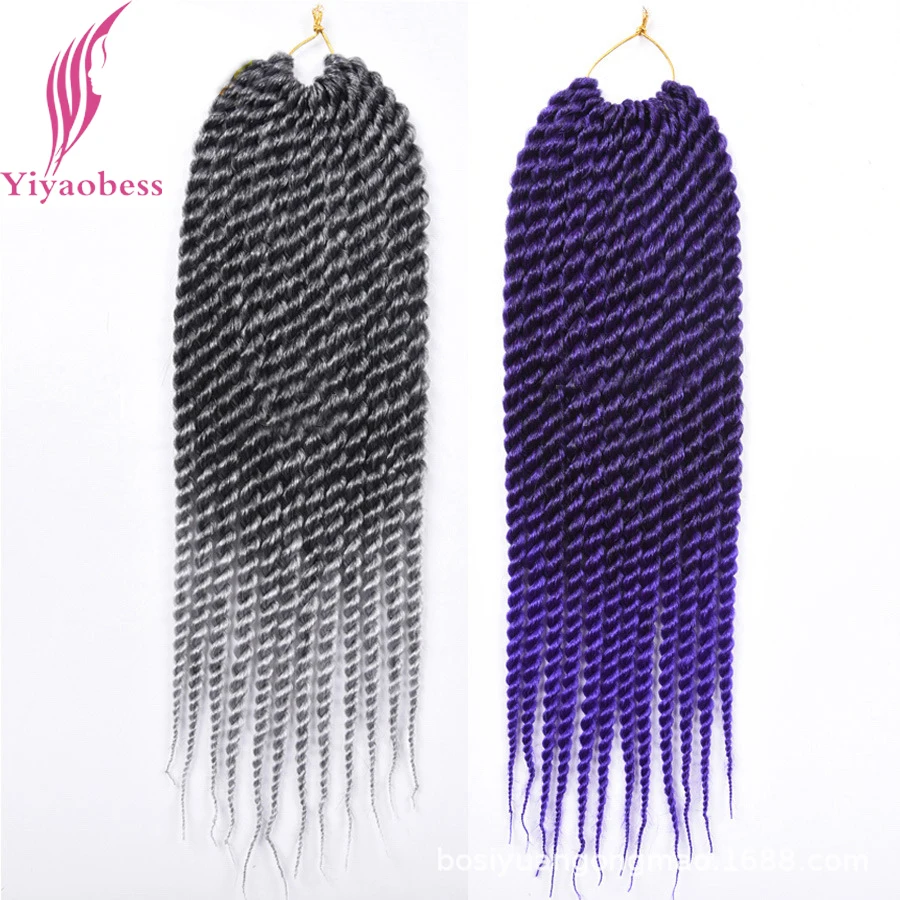 Yiyaobess 12strands 18 &quotKanekalon Grey Ombre Сенегальский крутить крючком косы волос