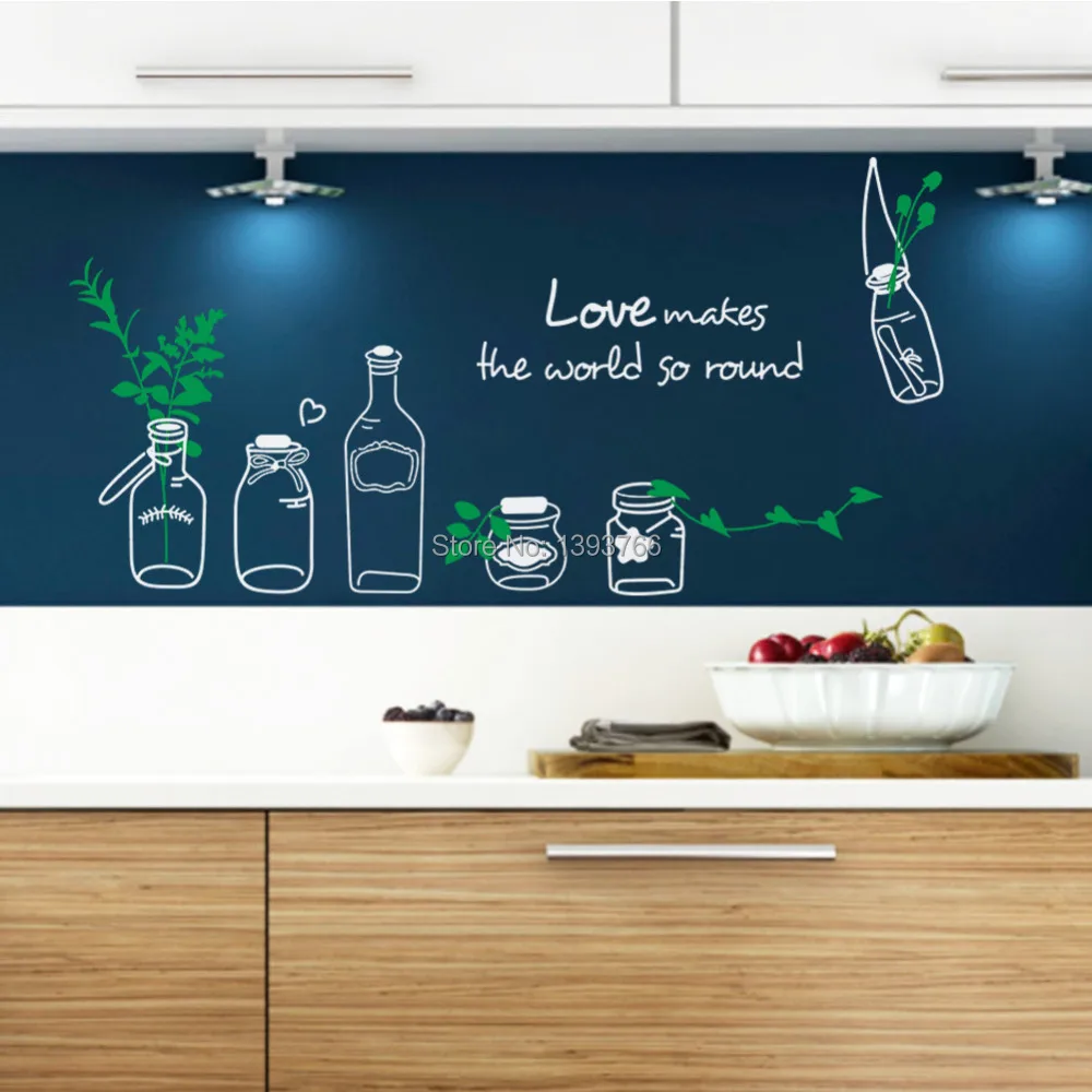 Любовь делает мир круглый Дрифт бутылки горшки стикер на стену окно красочный