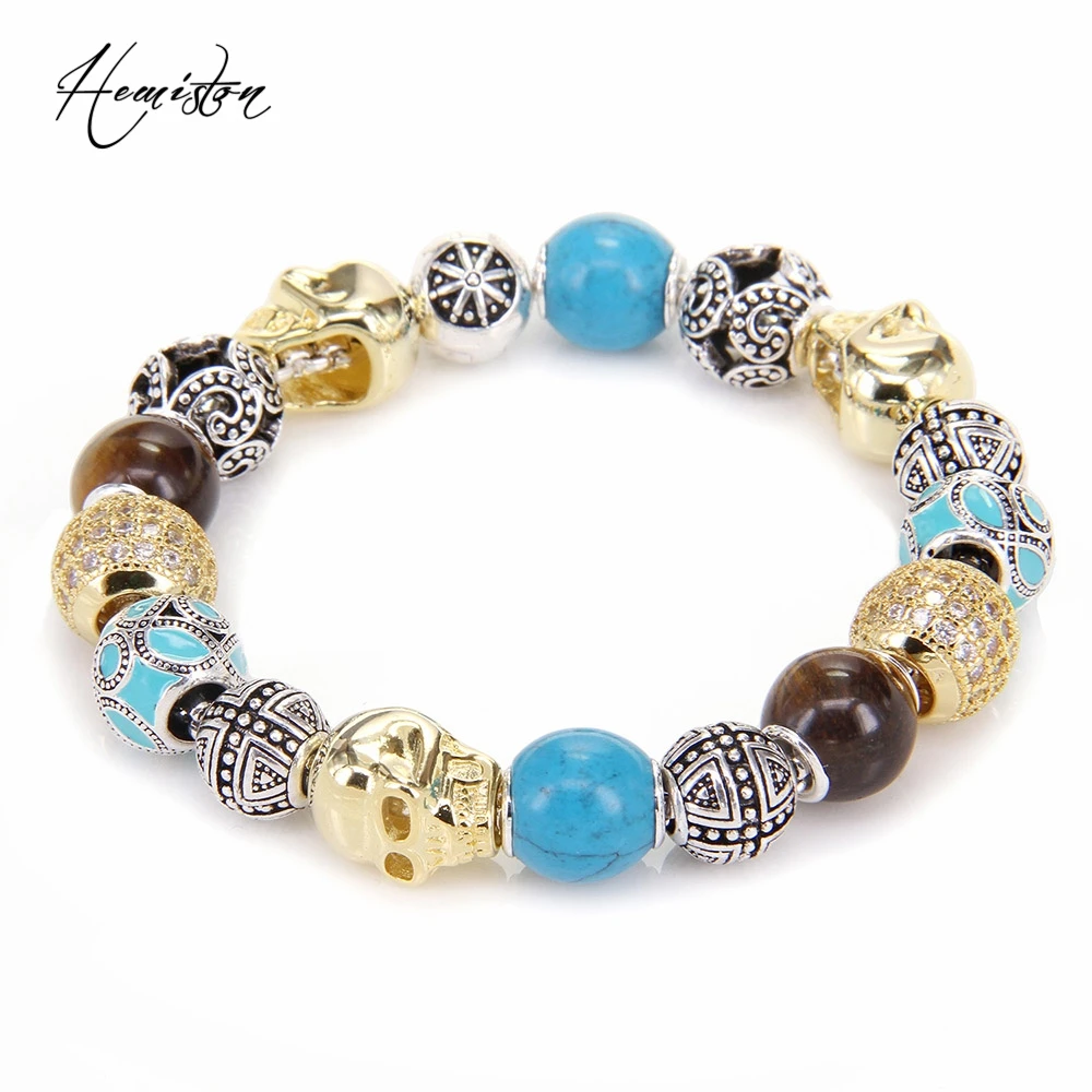 Томас золото Цвет череп тигровый глаз искусственные синий камень волна кареты