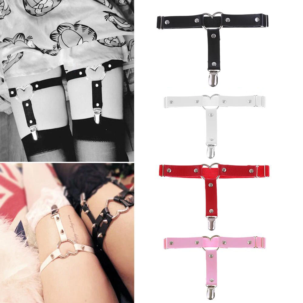 

Handmade Punk Goth Heart Leather Elastic Garter Belt Leg Thigh Ring Gift