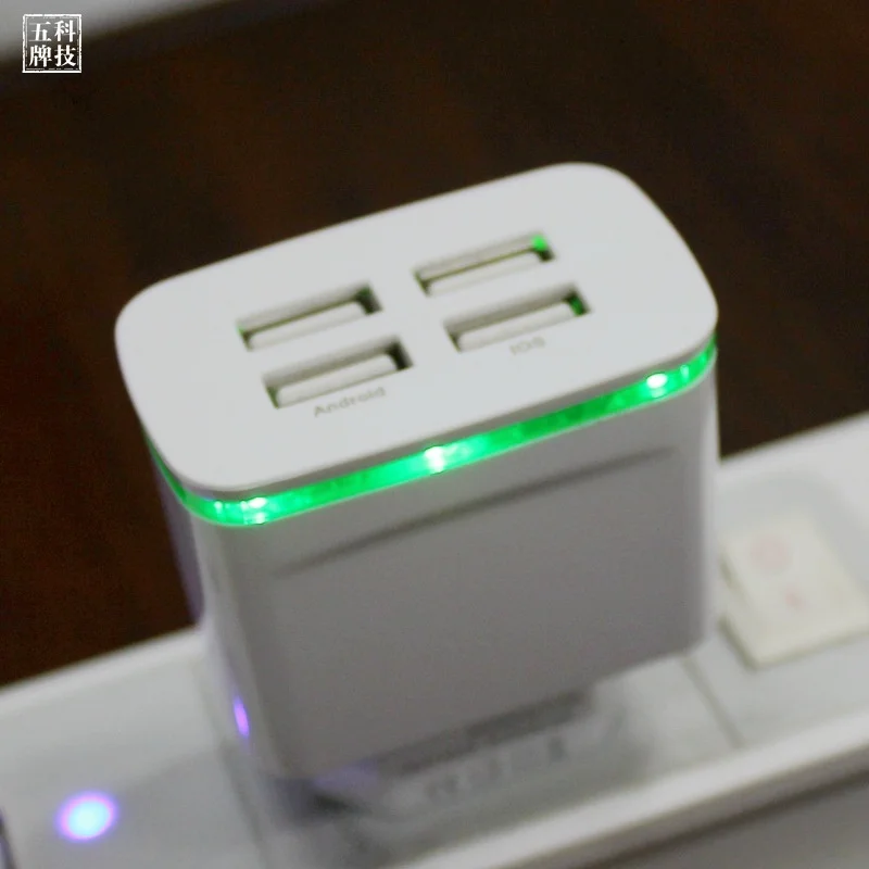 Универсальное настенное зарядное устройство с 4 портами Usb, адаптер для мобильного телефона, портативное зарядное устройство, светодиодный светильник, штепсельная вилка европейского стандарта, быстрое зарядное устройство для IPhone 8, samsung