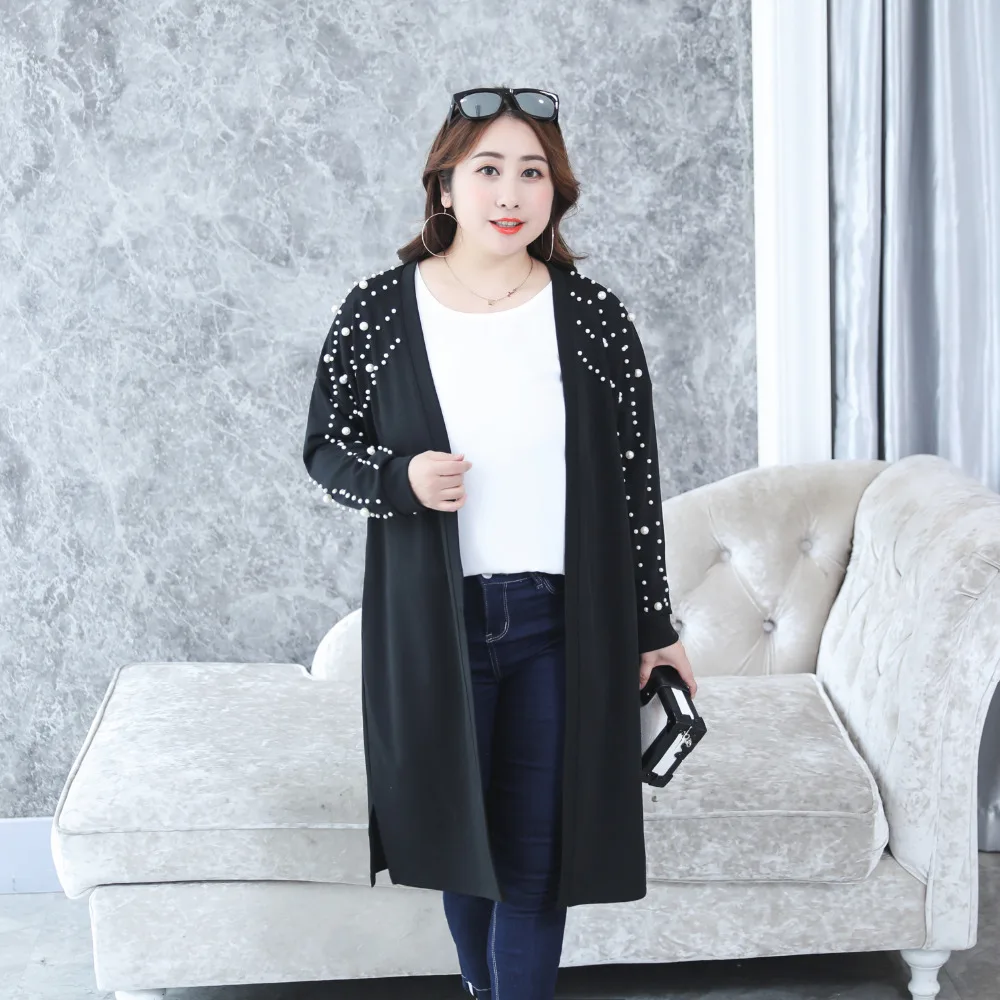 Новый весенний кардиган с жемчугом женская модель|plus size women|size plus womansize women |