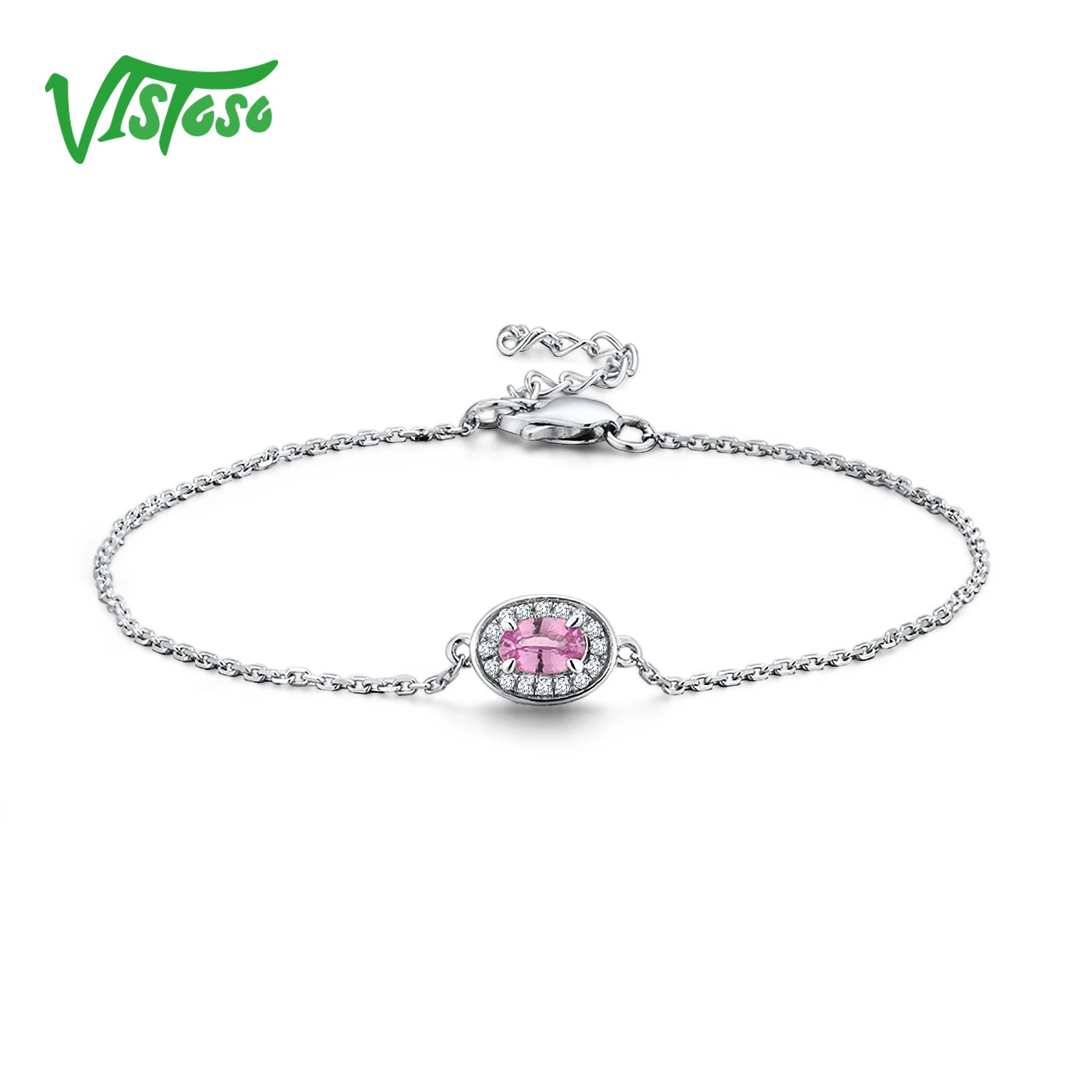 VISTOSO 14 K W/Y/R золотые браслеты для женщин Необычные розовый/синий сапфир/Изумруд/рубиновый Блестящий бриллиантовый браслет юбилей ювелирные изделия