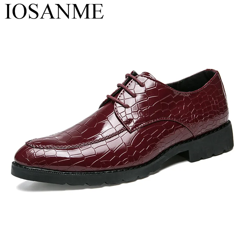 snake skin patent leather formal luxury italian brand glossy dress party cool designer male footwear brogue oxford shoes for men | Обувь