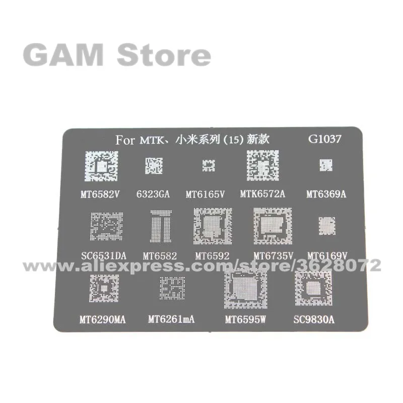 Для Xiaomi MT6582V 6323GA 6165V 6572A 6369A BGA трафарет MT6582 6592 6735V 6169V 6595W SC6531 9830 Reball припой Оловянная