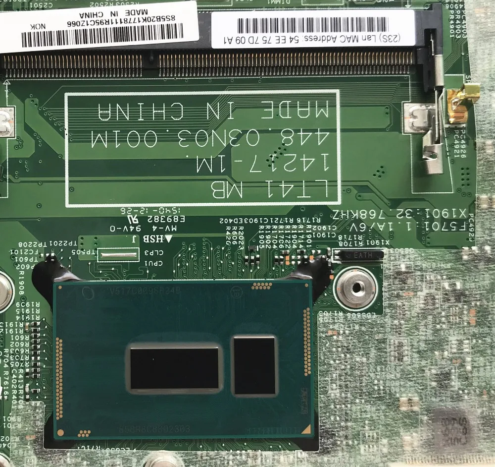 SZWXZY для LENOVO YOGA 500 14IBD Flex3 1470 материнская плата ноутбука с SR24B 3825U 5B20K17781 448.03N03.001M 100%