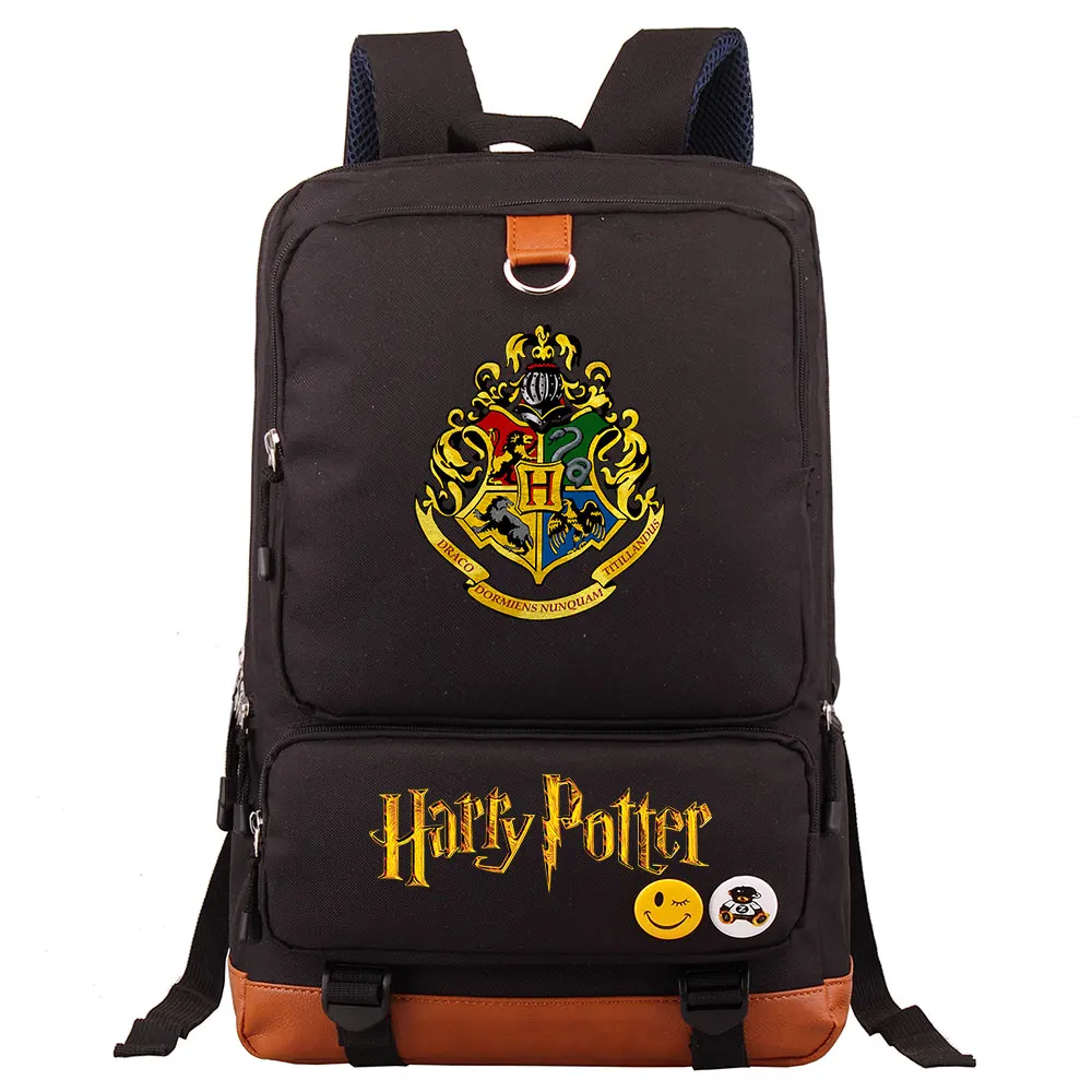 Волшебный школьный рюкзак Hogwarts золотой значок Слитерин школьная сумка для