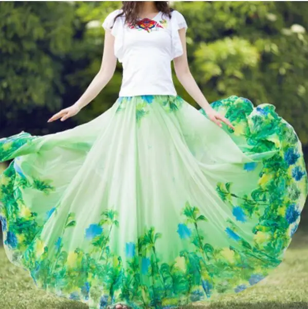 Женская шифоновая длинная юбка с высокой талией 26 цветов | одежда