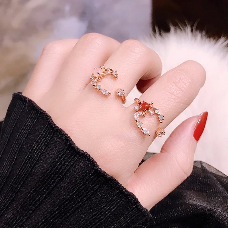 Женские регулируемые кольца MENGJIQIAO новые корейские милые с кубическим цирконием