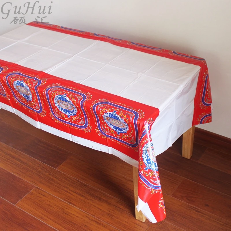 5Pcs 108X180cm Plastic Table Cloth Eid Rozah Festival Arabic Muslims Ramadan For Event Party Dining Decor Supplies Disposable | Дом и сад
