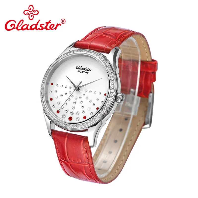 Gladster роскошные японские MIYOTA 2039 Кристальные женские часы под платье золотые