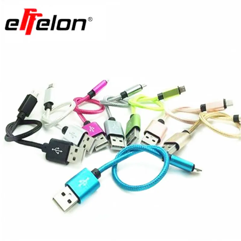 Ffelon 25 см короткий Micro USB кабель 2A Плетеный синхронный зарядный для xiaomi Powerbank