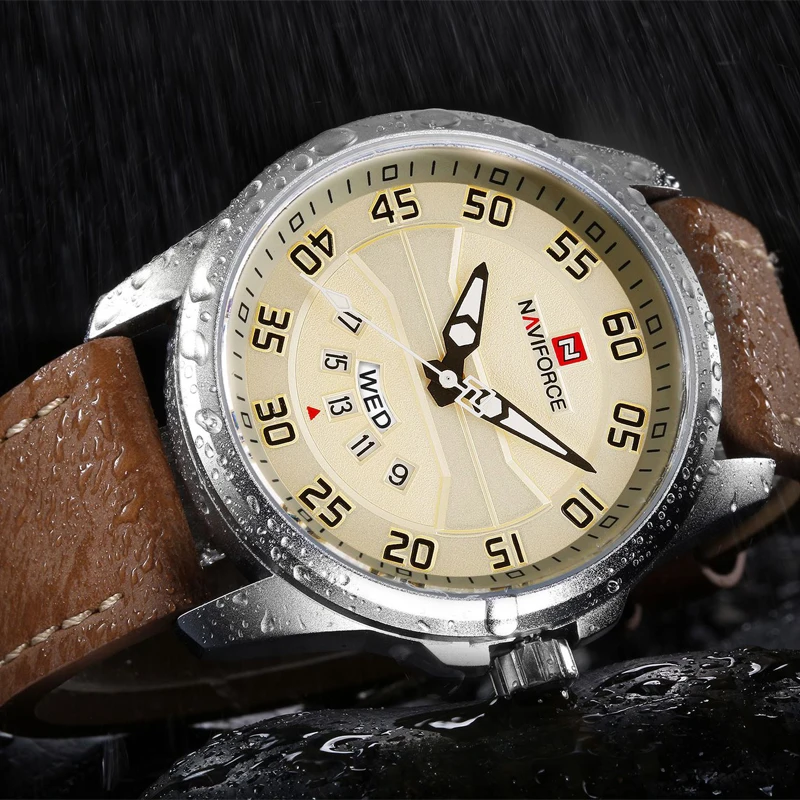 NAVIFORCE Top Brand Luxury Military Quartz Watch Men Casual Waterproof Leather Sport Wristwatch Mens Watches Relogio Masculino | Наручные