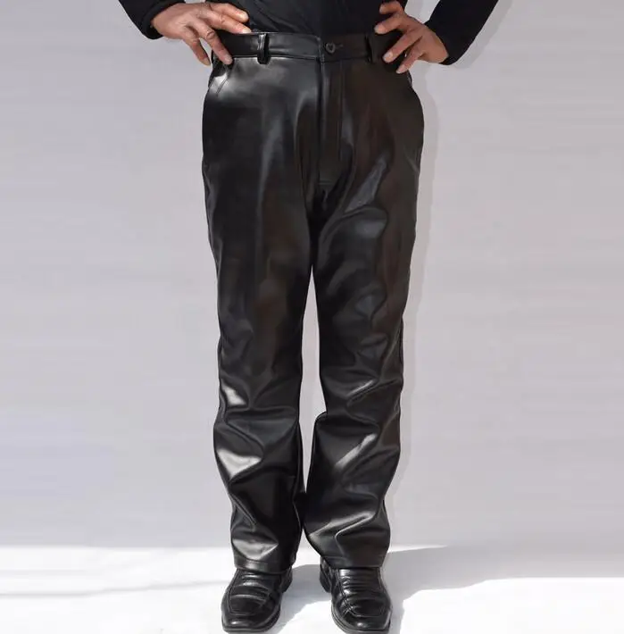 Мужские кожаные брюки на весну и осень Мужская термозащитная ветрозащитная