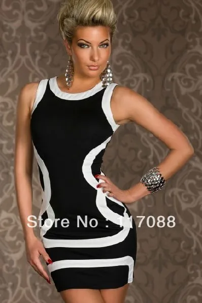 ML17846 элегантное черное платье без рукавов с отделкой одежда для дискотеки