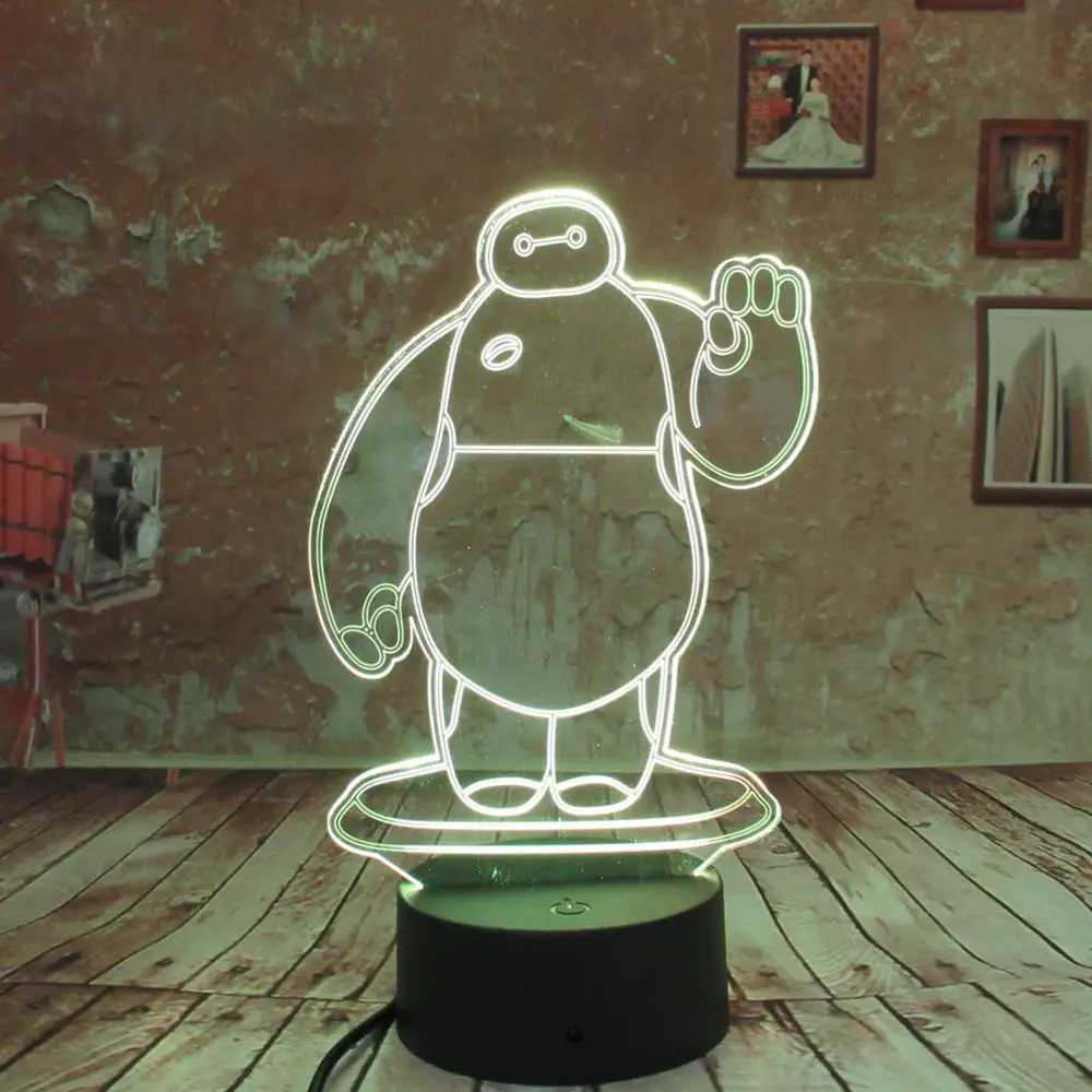 Креативные подарки для мальчиков и девочек Baymax 3D ночник светодиодный 7 видов