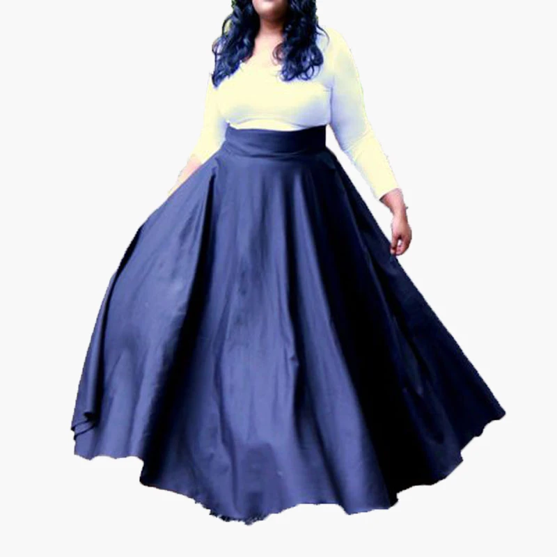 Модная черная Женская атласная юбка с высокой талией и лентой для полных