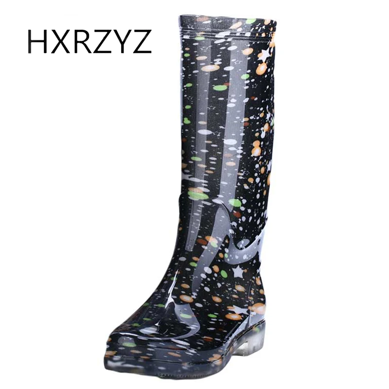 HXRZYZ женщин дождь сапоги плюс хлопковые резиновые новая мода печать