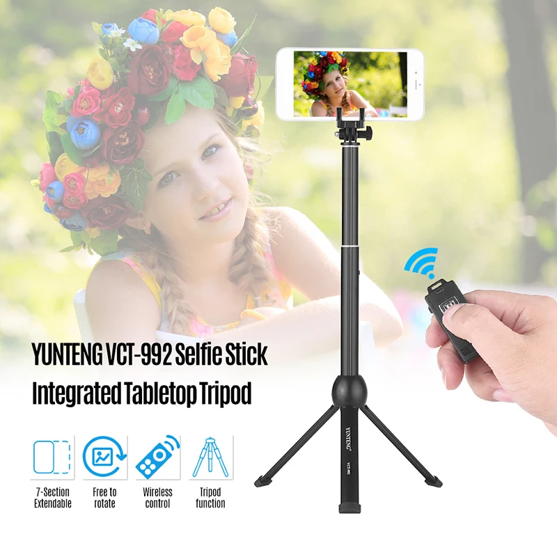 Cadiso VCT-992 алюминиевый 7-секционный дорожный дистанционный штатив для селфи