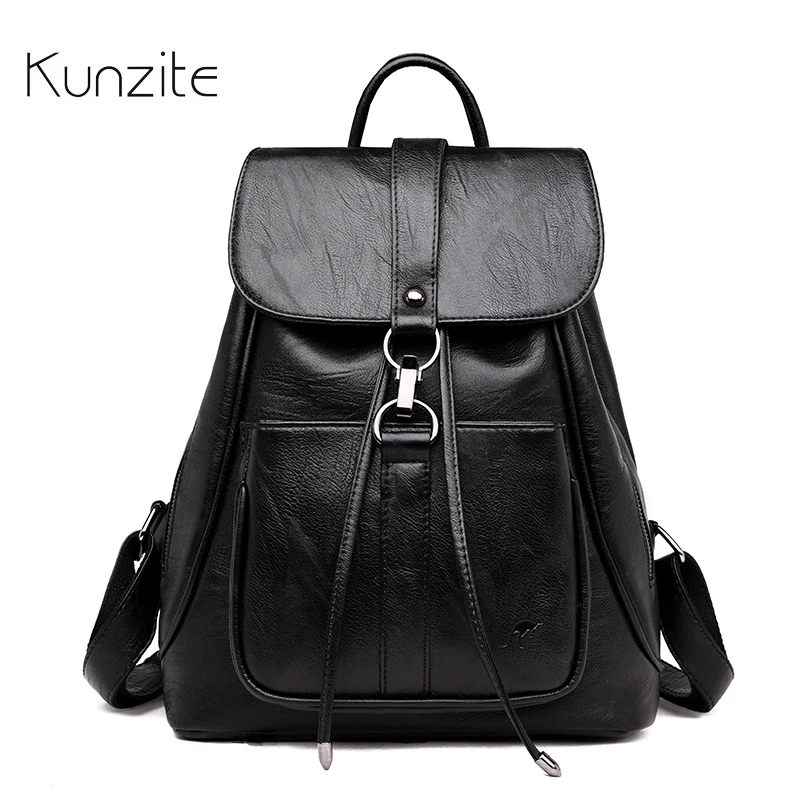 Kunzite 2018 Модный женский рюкзак Знаменитый фирменный кожанный большой емкости