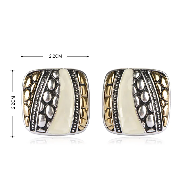 Женский ювелирный комплект из колье и серёг Blucome белый или черный квадратной