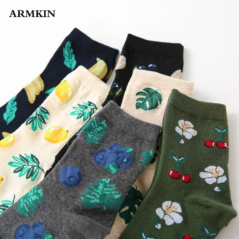 

ARMKIN Korea Fashion Fruit women socks animal flamingo lemon Cherry banana cute Kawaii sock soft cotton harajuku calcetines
