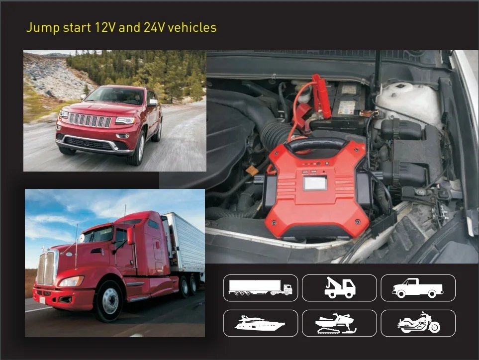 12V и 24V большегрузных автомобилей двигателя Батарея LiFePo4 скачок стартер 35000 мАч Мощный Автомобильный Батарея усилитель
