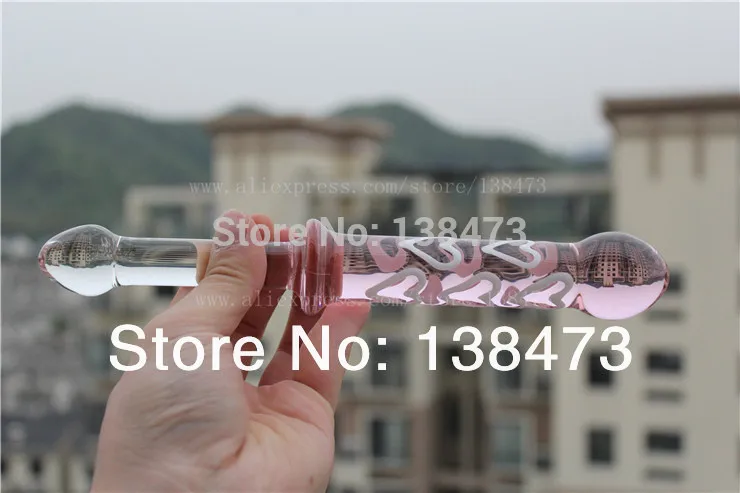 Очень длинные большие розовые резные стеклянные фаллоимитаторы с кристаллами