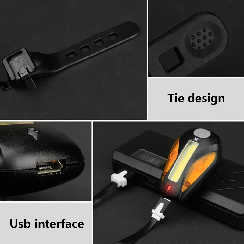 Горячий велосипедный задний фонарь 5 режимов вспышки USB зарядка предупреждающие