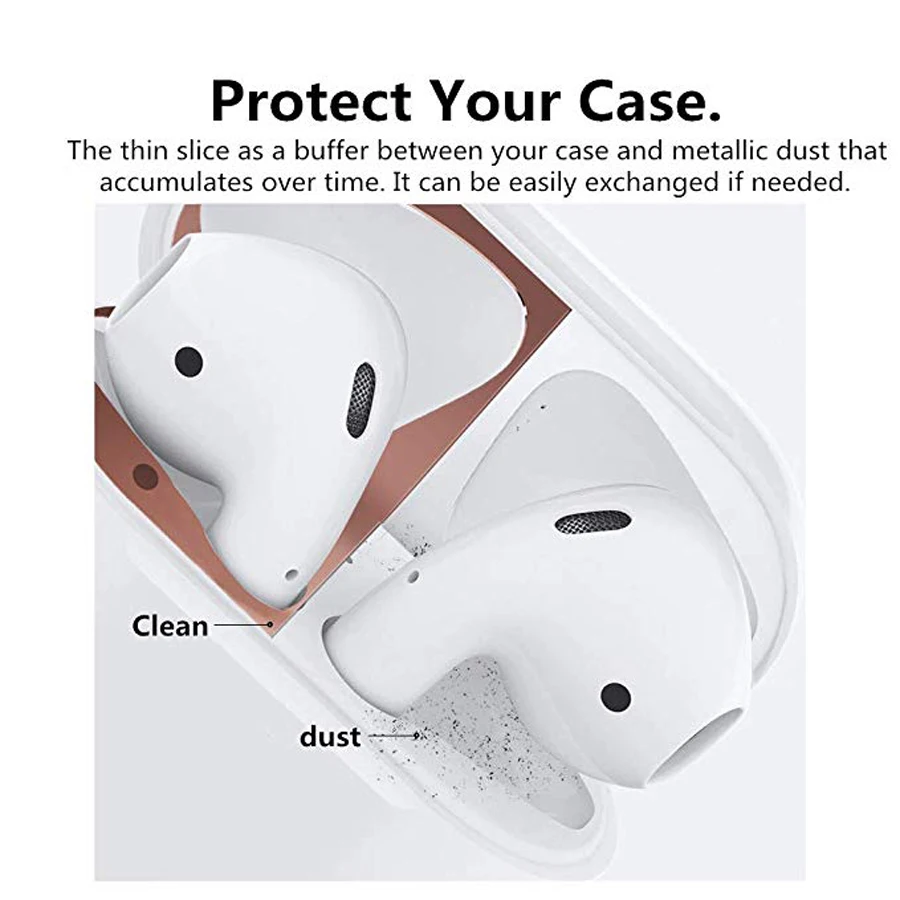 Металлический защитный чехол наклейка для наушников Airpods 2 Apple аксессуары