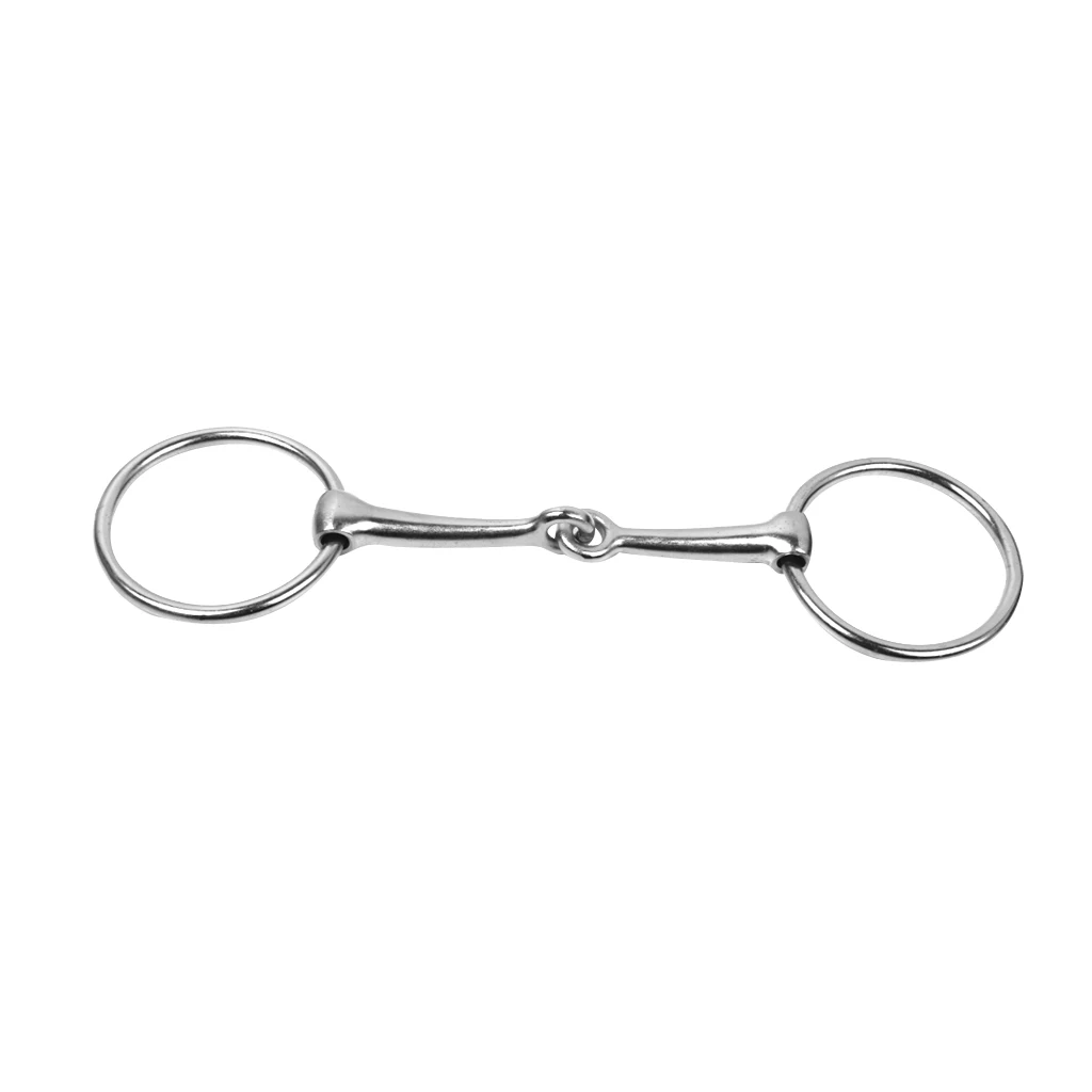 Рот свободный 3 дюймов кольцо французский ссылка Snaffle лошадь бит Серебряный Железный Конный пони бит 5 дюймов