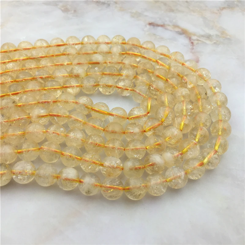 Оптовая продажа бусины из натурального лимонно желтого камня 6 8 10 мм гладкие