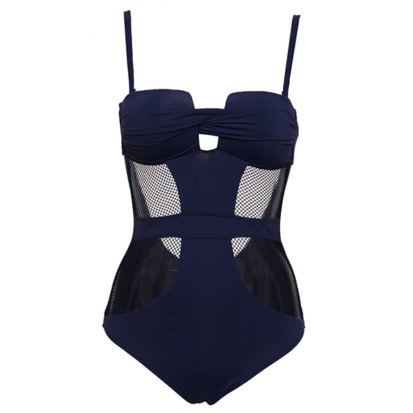 deep blue Andzhelika Новые Цельный Купальник Женщин сетка Купальный костюм из сетка материалов-компаньонов Боди - Цвет: deep blue