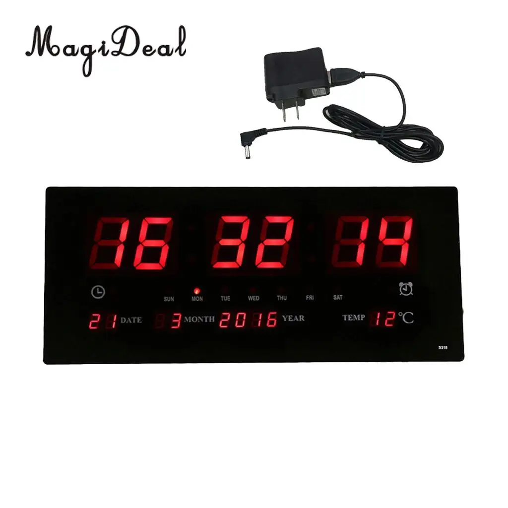 Extra Big Screen LED Office Wall Clock 24H Calendar -Time - Days Week Year Temperature Meter Projection Clocks US | Дом и сад