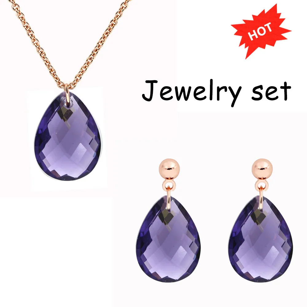 Женский ювелирный комплект из колье и серёг розовое золото 7 цветов | Украшения