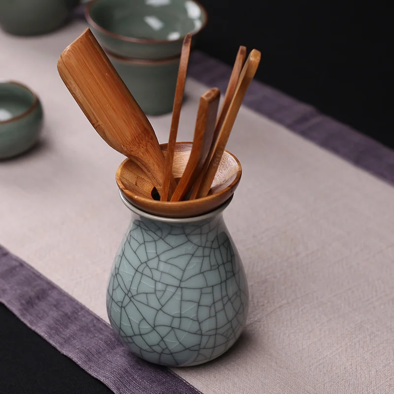 Ceramic Kiln Celadon Tea Tray Accessories Bamboo Kung Fu Set 6 Piece Suit S | Дом и сад
