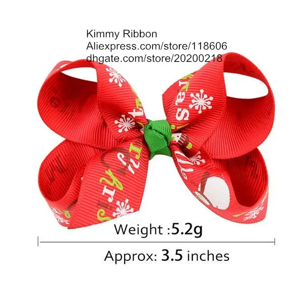 100 шт. Рождественский праздничный бант Снеговик печатная лента заколка для волос