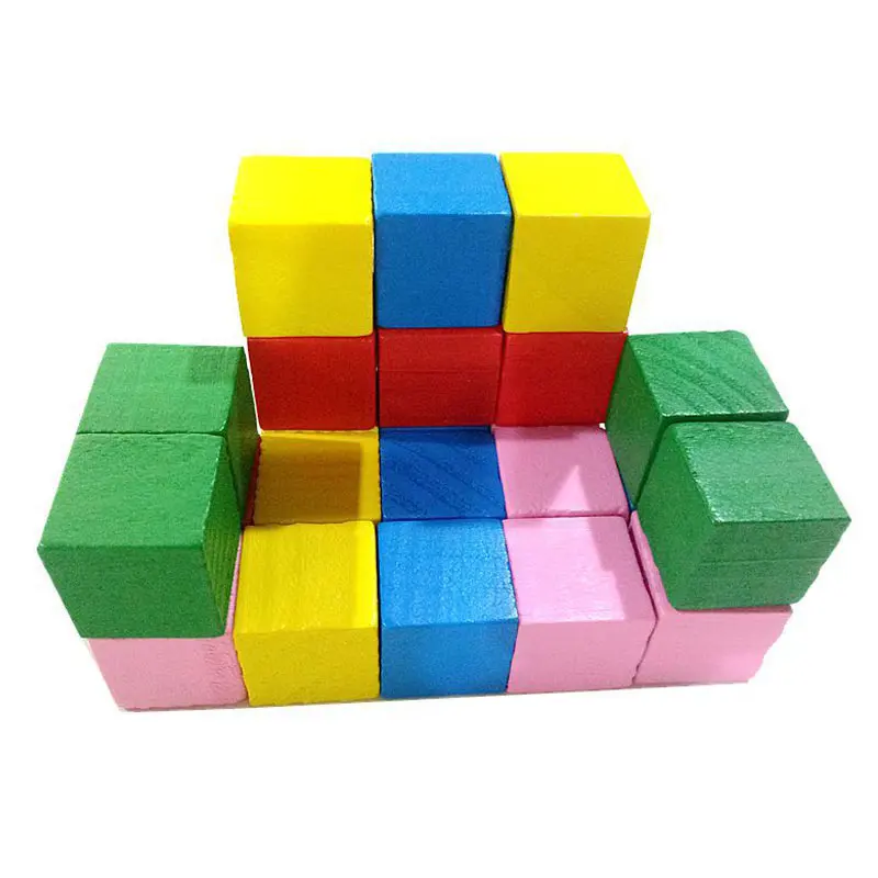 

Hot Selling 2cm 20pcs Children Kids Wooden Building Blocks Square Math Teaching Tool Toy Colorful 775