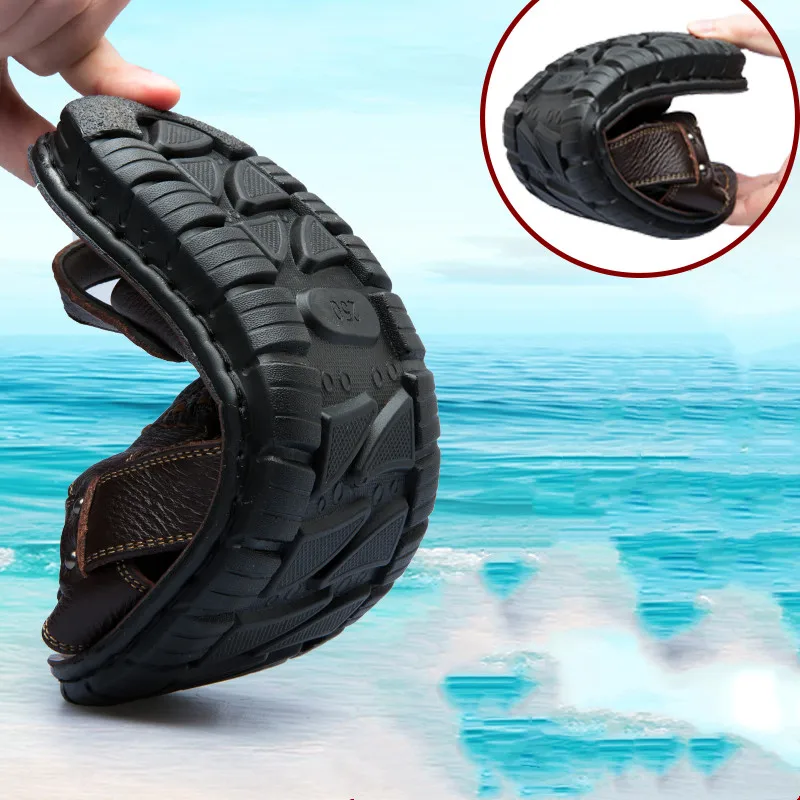 Мужские сандалии модная пляжная обувь из натуральной кожи мужские повседневные