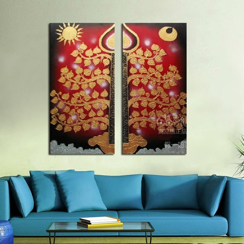 Современная Абстрактная модная картина маслом на холсте солнце и луна bodhi Дерево