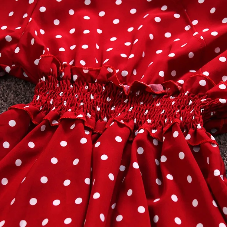 

Polka Dot Women Blouse Summer 2020 New Fashion V-Neck Puff Sleeve Fungus Blusa Irregular Length Slim Waist Tops wq